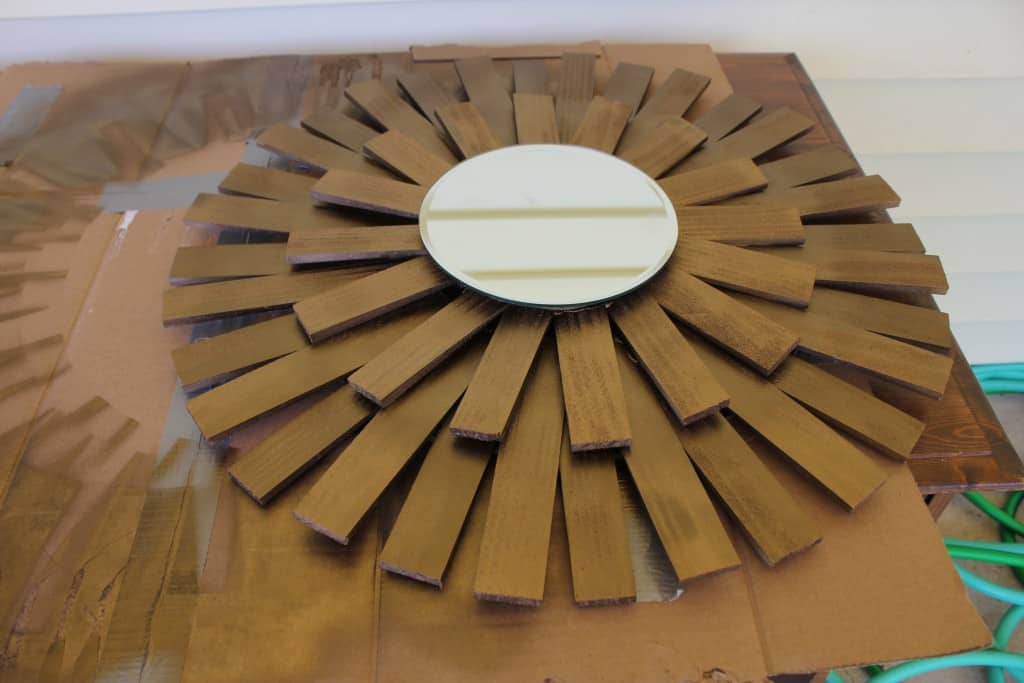 mid-century modern sunburst mirror with the mirror attached - Mid-Century Modern Mirror - Life Full and Frugal