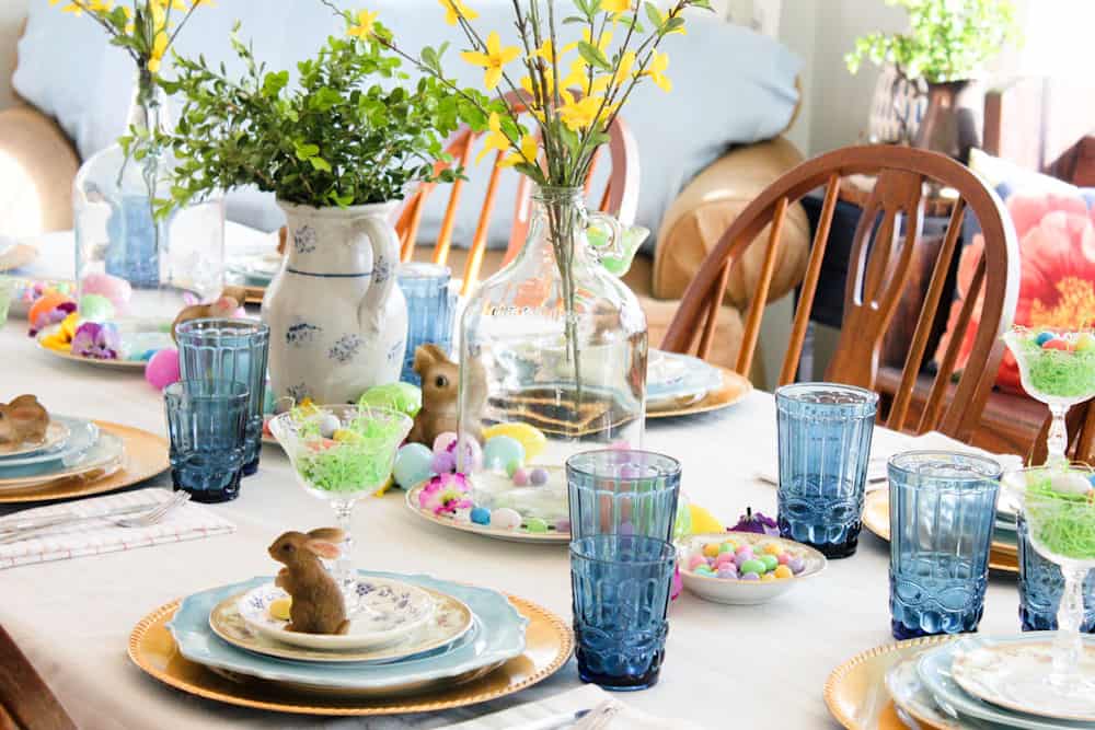 Easter Table Setting Life Full and Frugal bright spring decor