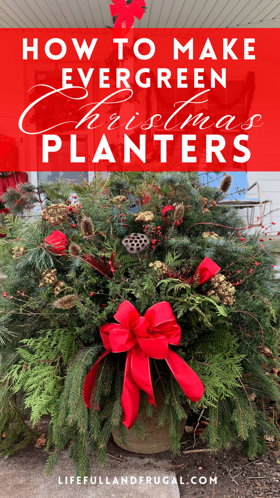 How to Make Evergreen Christmas Planters - Life Full and Frugal