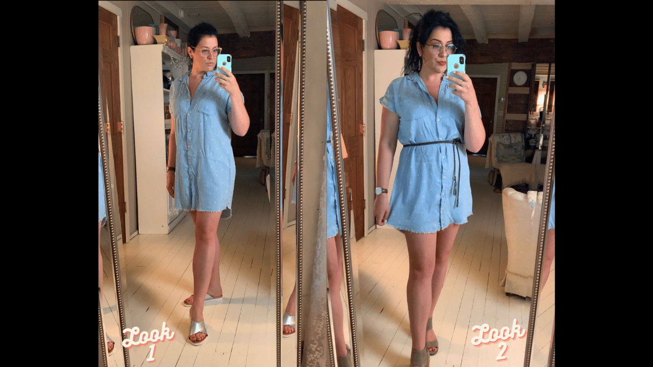 two different looks with a chambray dress life full and frugal