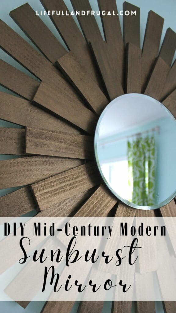 diy mid-century modern sunburst mirror made with wood shims - Life Full and Frugal