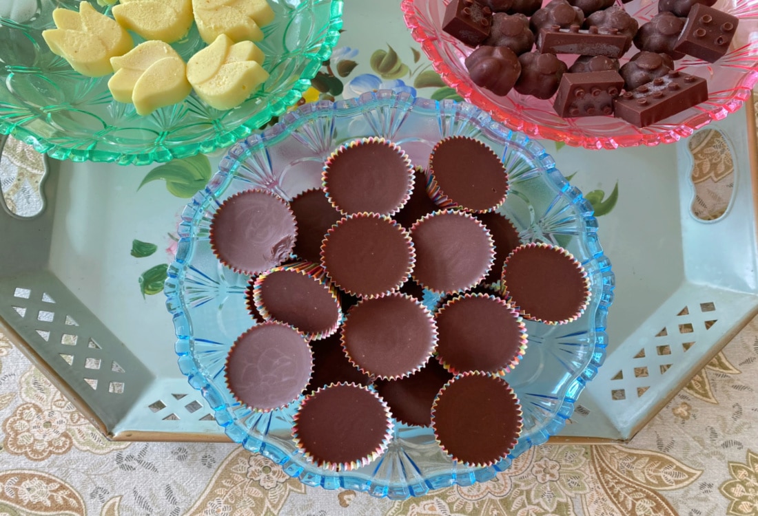 tray of coconut oil fudge candies -Chocolate Coconut Oil Fudge Candies - Life Full and Frugal