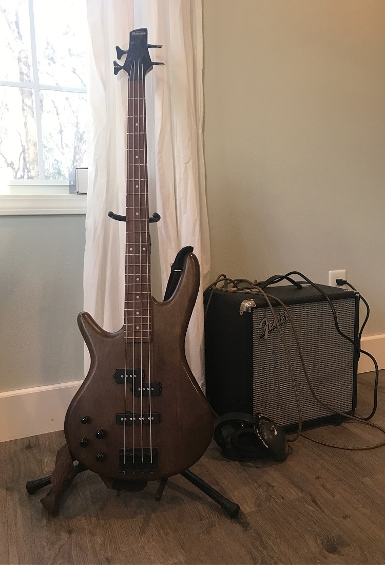 bass guitar with amp -Homeschool Classroom Overhaul and Tour - Life Full and Frugal