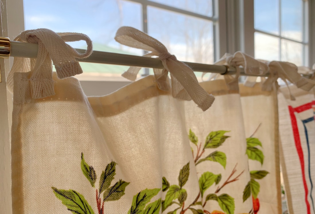 upcycled vintage tie top tea towel curtains life full and frugal